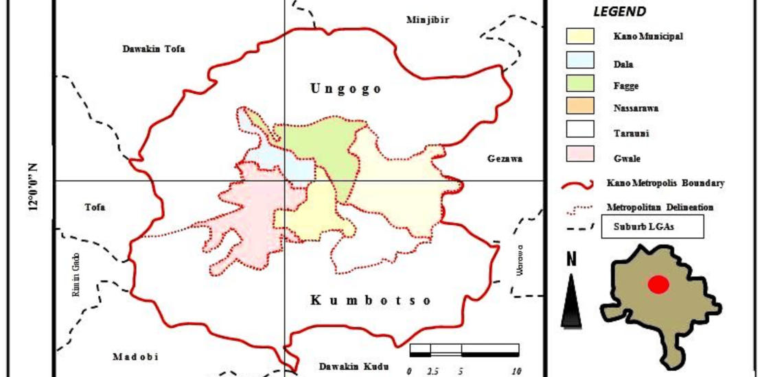 Map of Kano State indicating Urban Areas