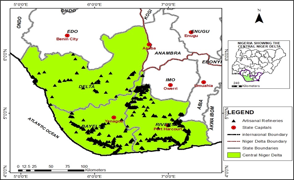 Distribution of Artisanal Refineries in Central Niger Delta