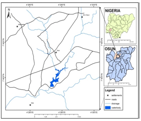 Map of Osun, Southwestern Nigeria showing the study area