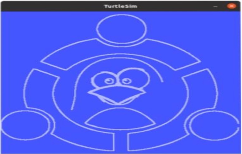 Using turtlesim, the Ubuntu-Linux logo path result is drawn.