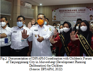 Documentation of DP3APM Coordination with Children's Forum of Tanjungpinang City in Musrenbang (Development Planning Deliberation) for Children (Source: DP3APM, 2022)