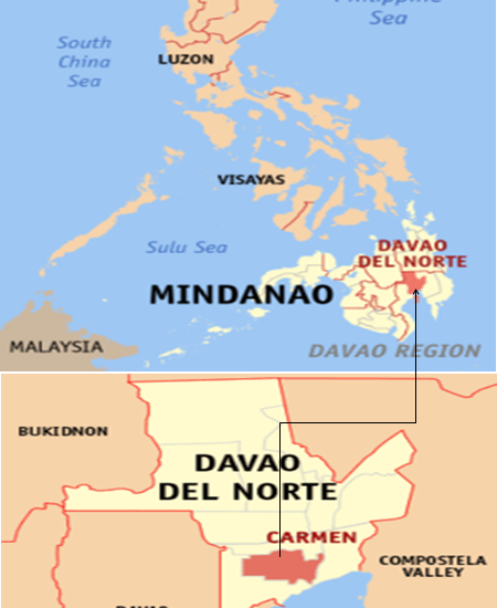 The Map of the Philippines hitting Carmen, Davao del Norte.
