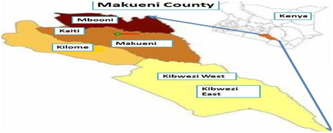 Map of Makueni County (Government of Makueni County, 2016; Musyoka, 2016)