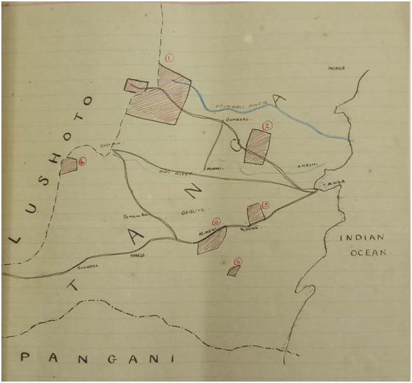 The areas of Tanga Town in 1930