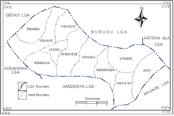 Ushongo Local Government showing council wards