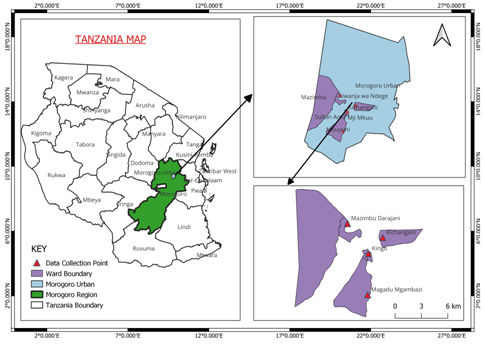 Figure 2: Map of Morogoro Urban district showing the location of the study area