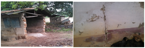 A=an image of destroyed housesand B=an image showing.These are caused by the blasting of rocks (Ajide& Ajayi, 2015).