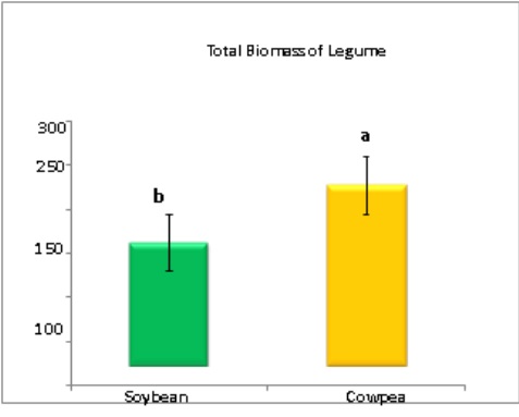 Total Biomass in Soybean and Cowpea
