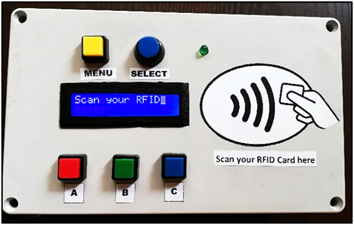 Initial message displayed in the RFID based Electronic Voting System